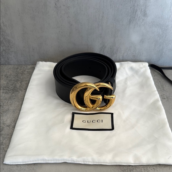Gucci Other - Gucci Black Belt with Gold GG Buckle